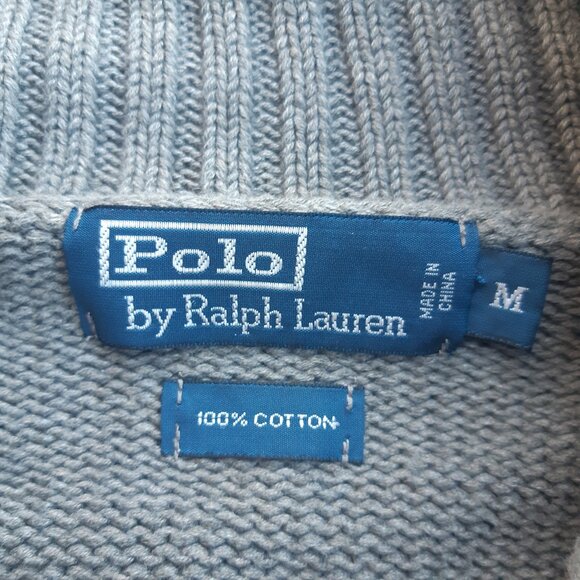 Polo Ralph Lauren SZ M Gray 100% Cotton 2 Button Shawl Collar Men's Sweater - Picture 4 of 14